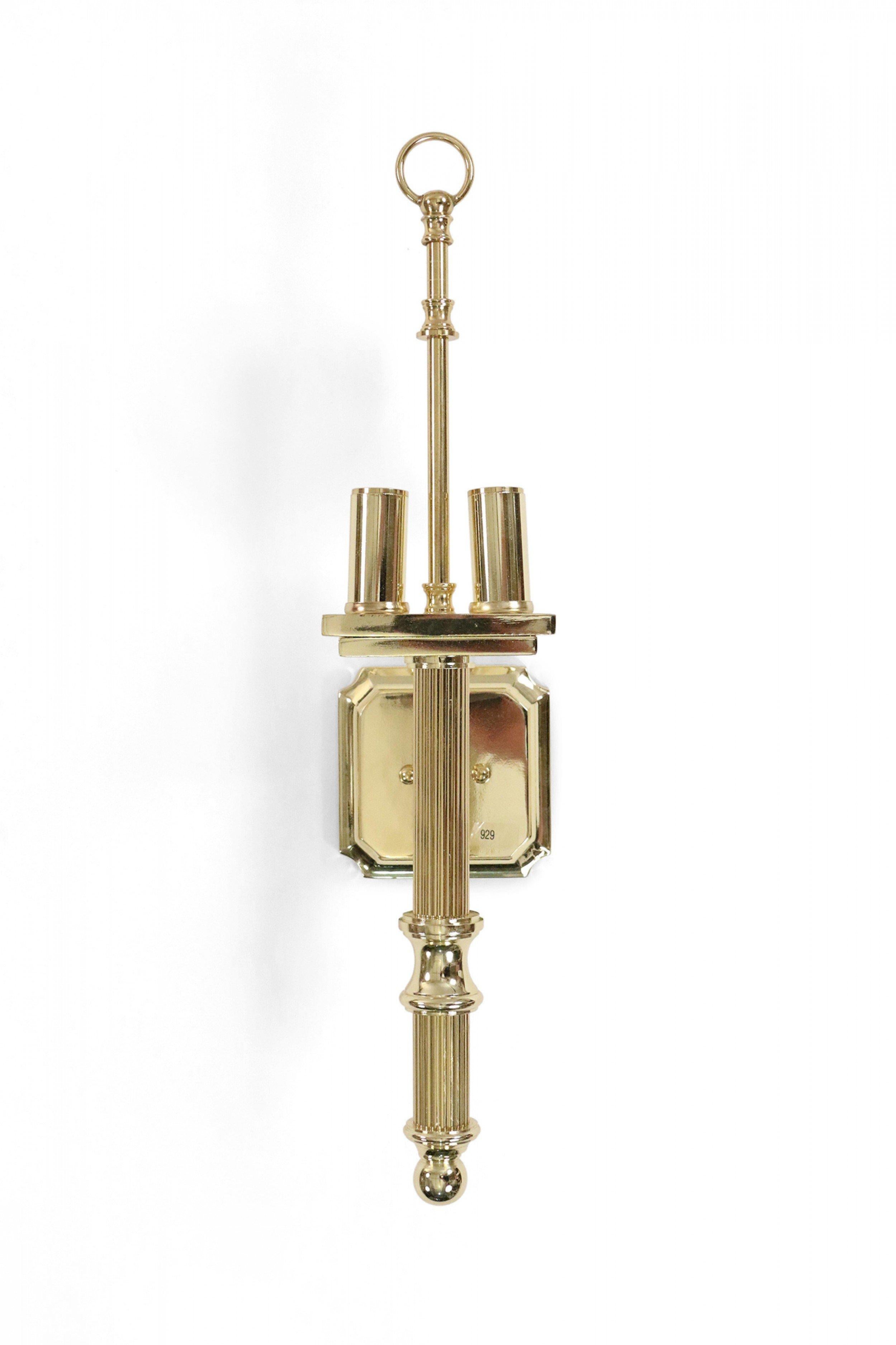 Modern Contemporary Gilt Metal Fabric Shaded Wall Sconce For Sale