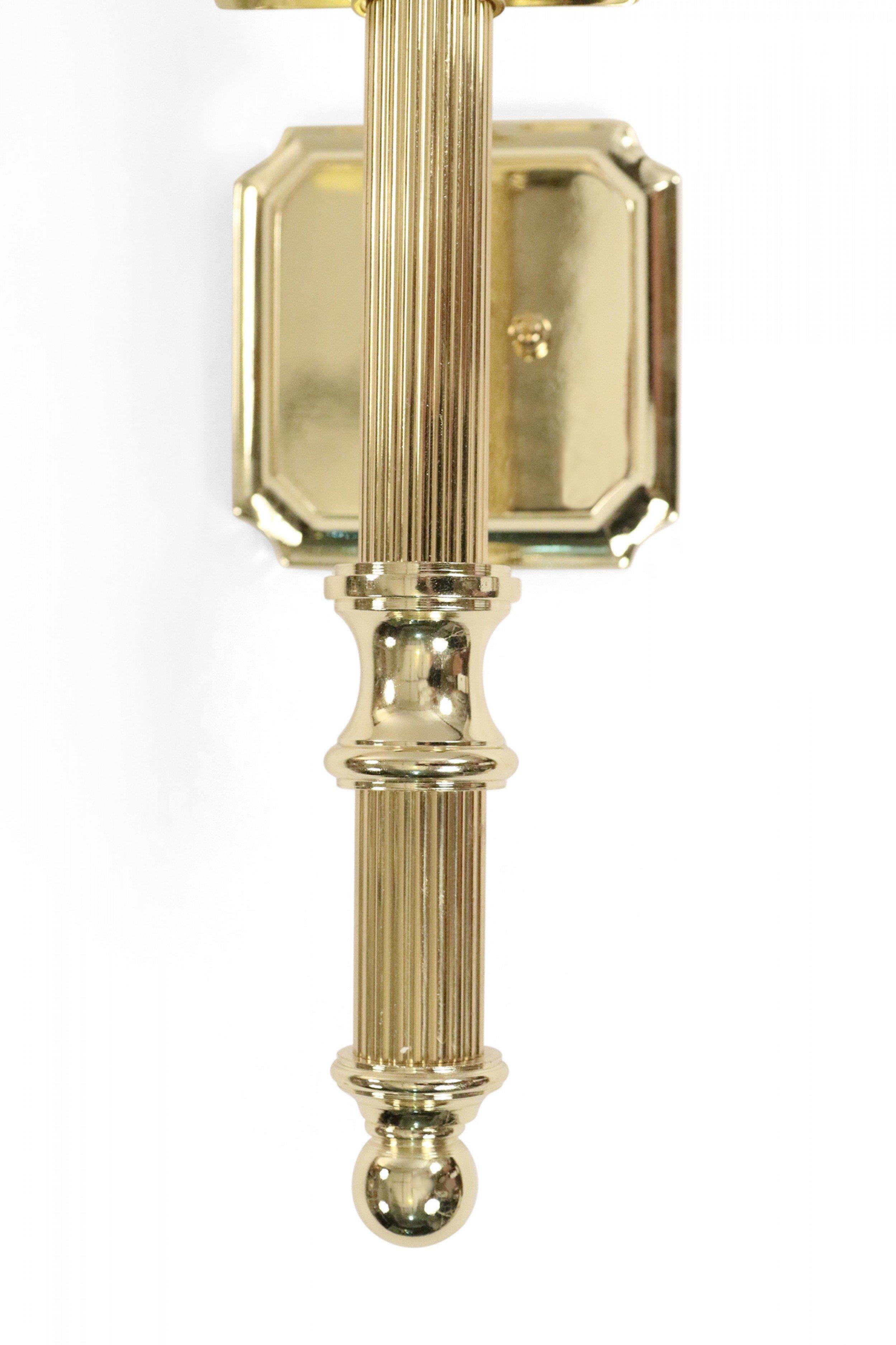 Contemporary Gilt Metal Fabric Shaded Wall Sconce In Good Condition For Sale In Queens, NY