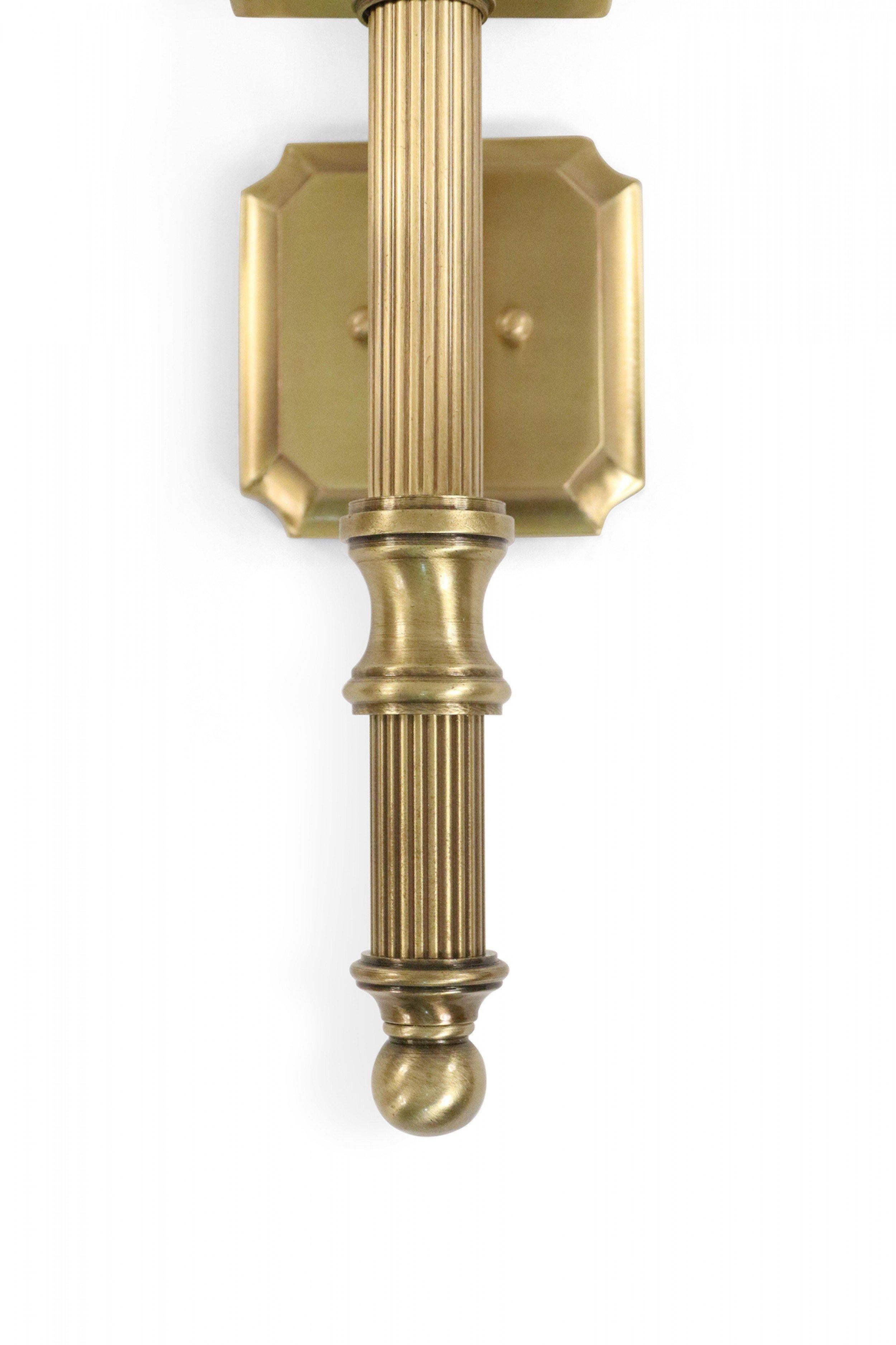 Modern Contemporary Gilt Metal Fabric Shaded Wall Sconces For Sale