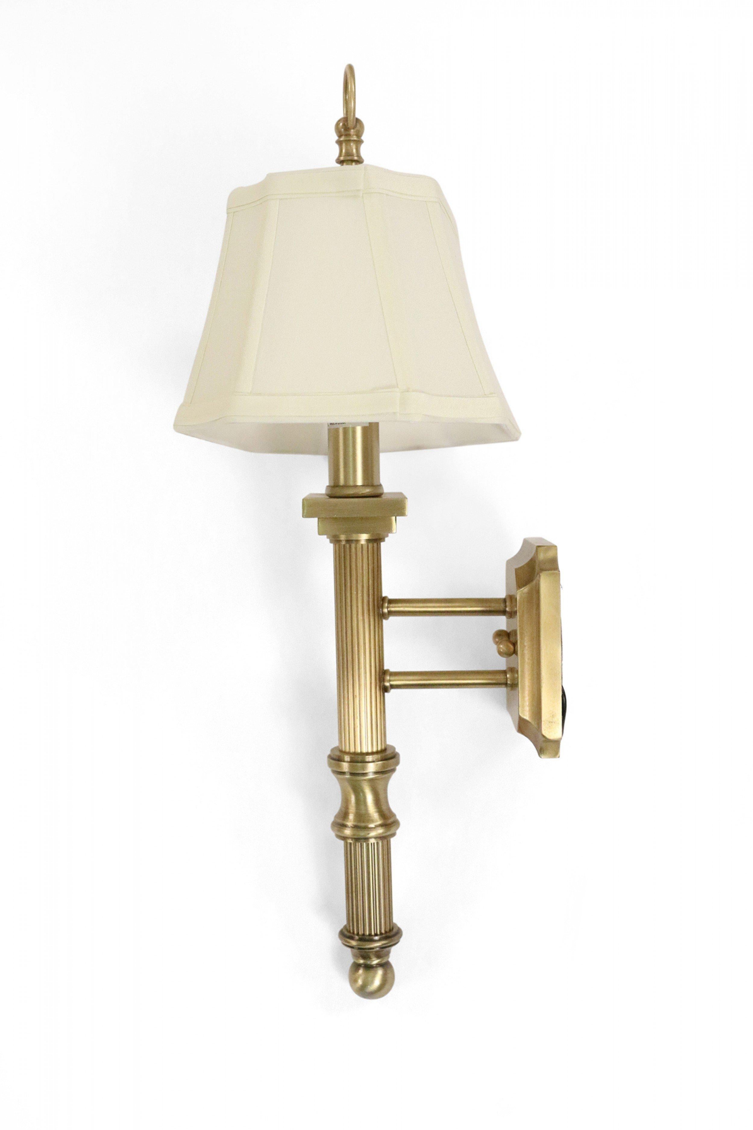 Contemporary Gilt Metal Fabric Shaded Wall Sconces In Good Condition For Sale In New York, NY