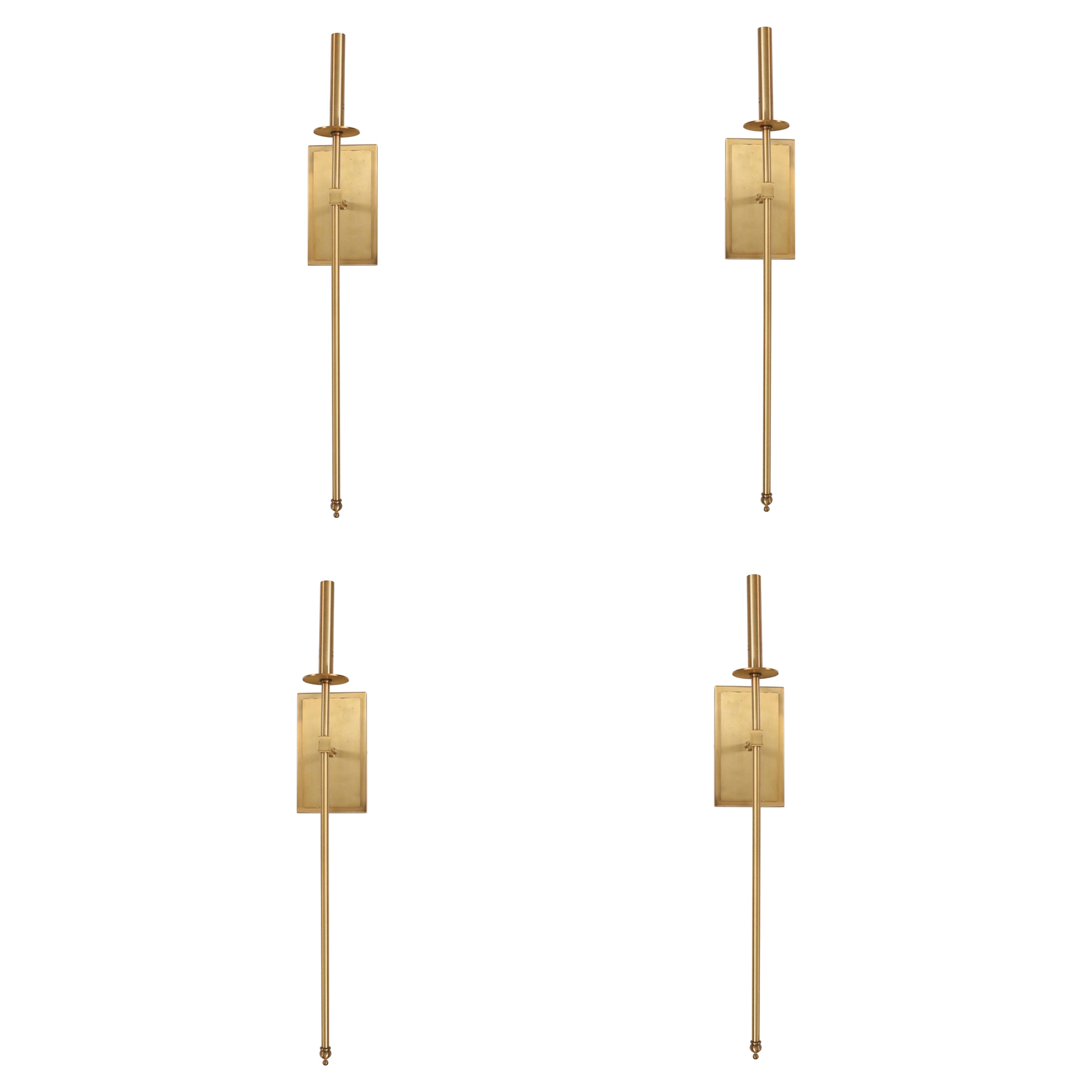 Contemporary Gilt Metal Long Wall Sconces