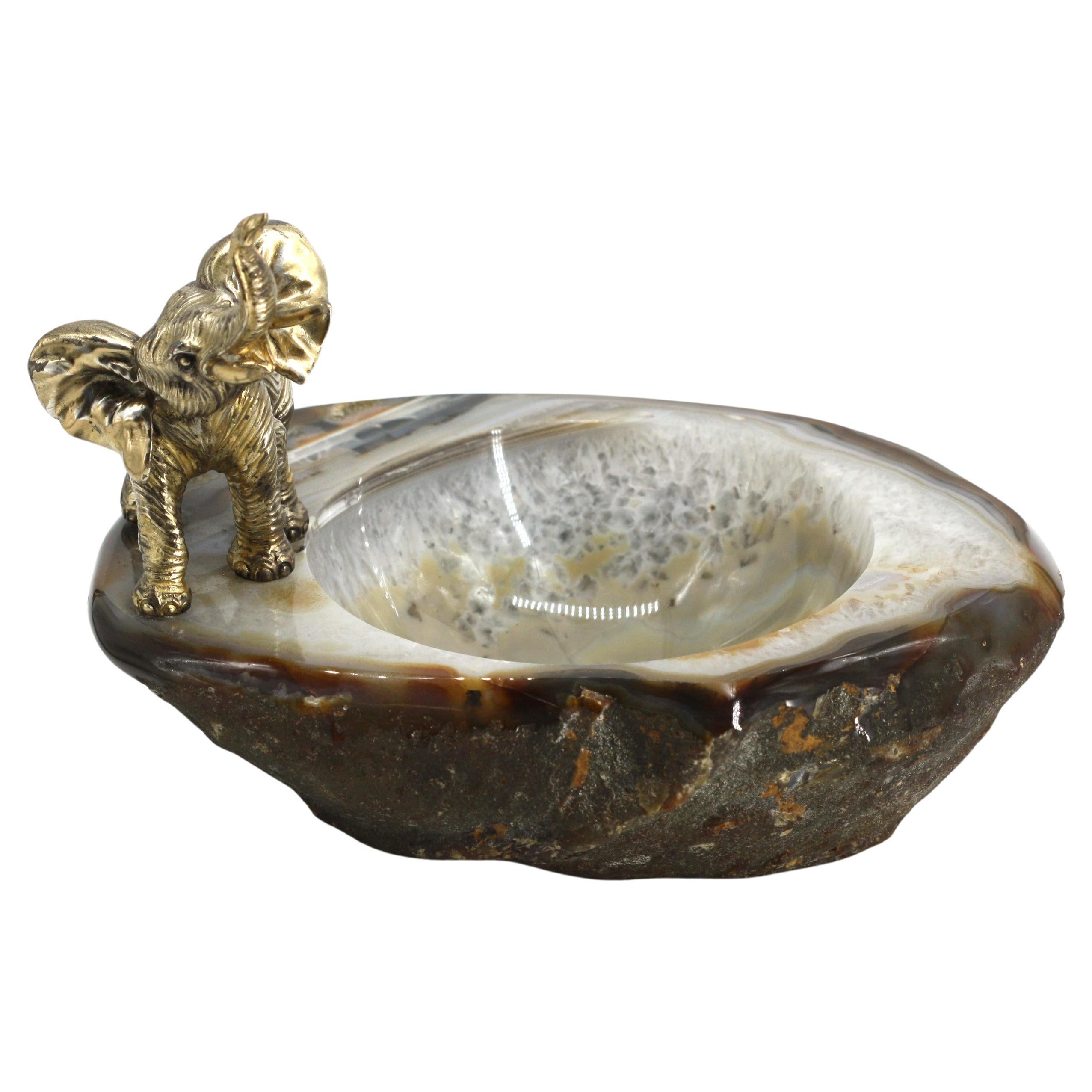 Coupe contemporaine en onyx montée sur métal doré