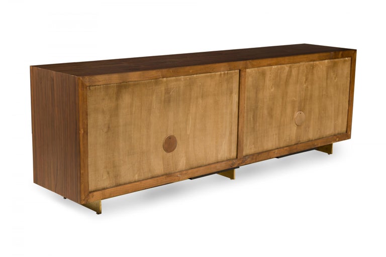 Brutalist Contemporary Gilt, Wood, and Brass Faceted Front Sideboard
