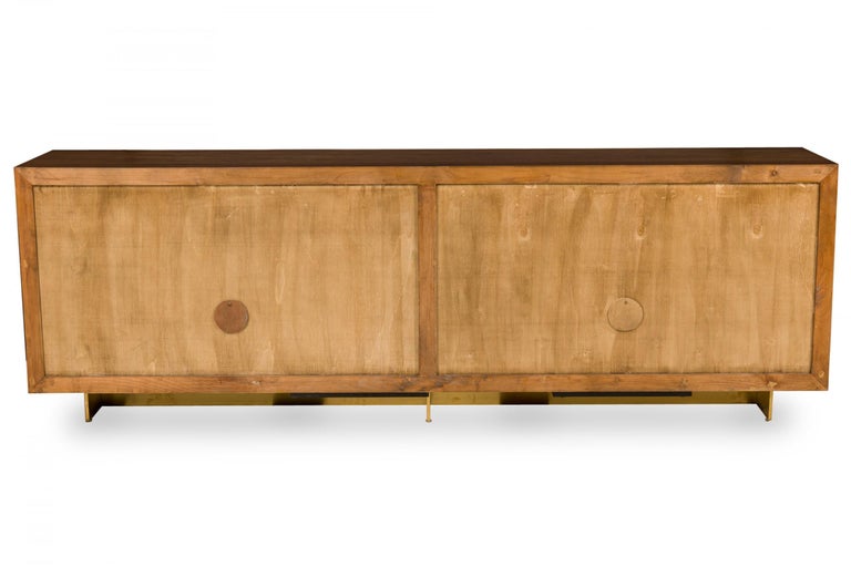 Contemporary Gilt, Wood, and Brass Faceted Front Sideboard In Good Condition In New York, NY