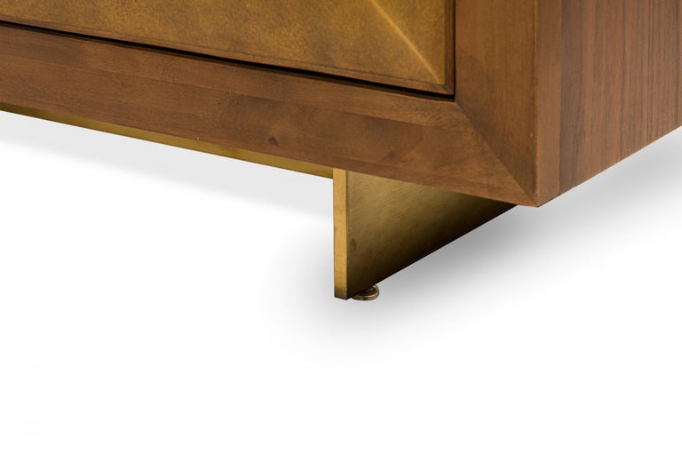 Contemporary Gilt, Wood, and Brass Faceted Front Sideboard 4