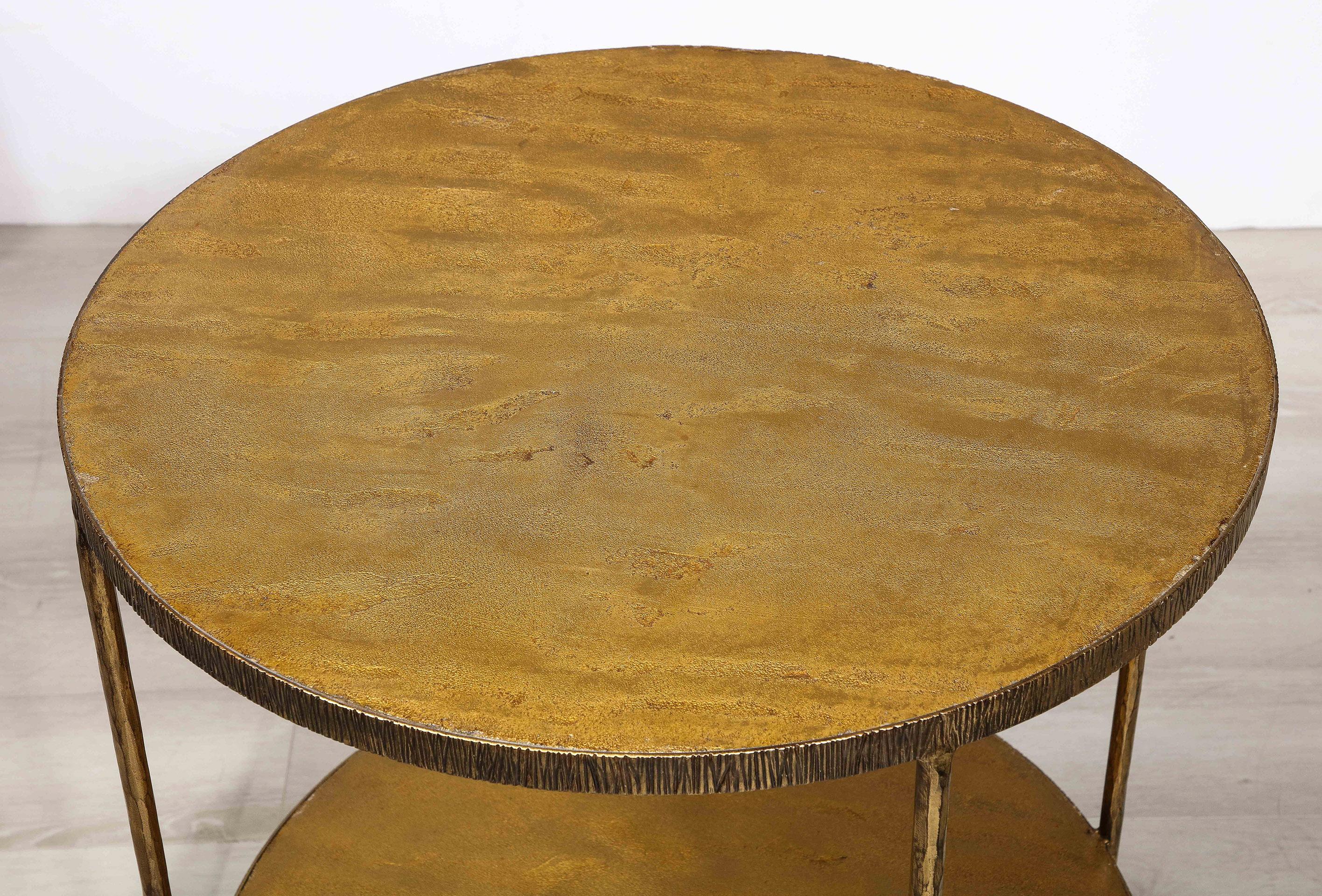 Fer forgé Table contemporaine en fer forgé doré en vente