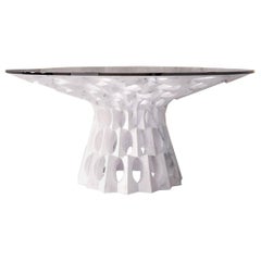 Italian Marble Dining Table in Statuariatto White Marble