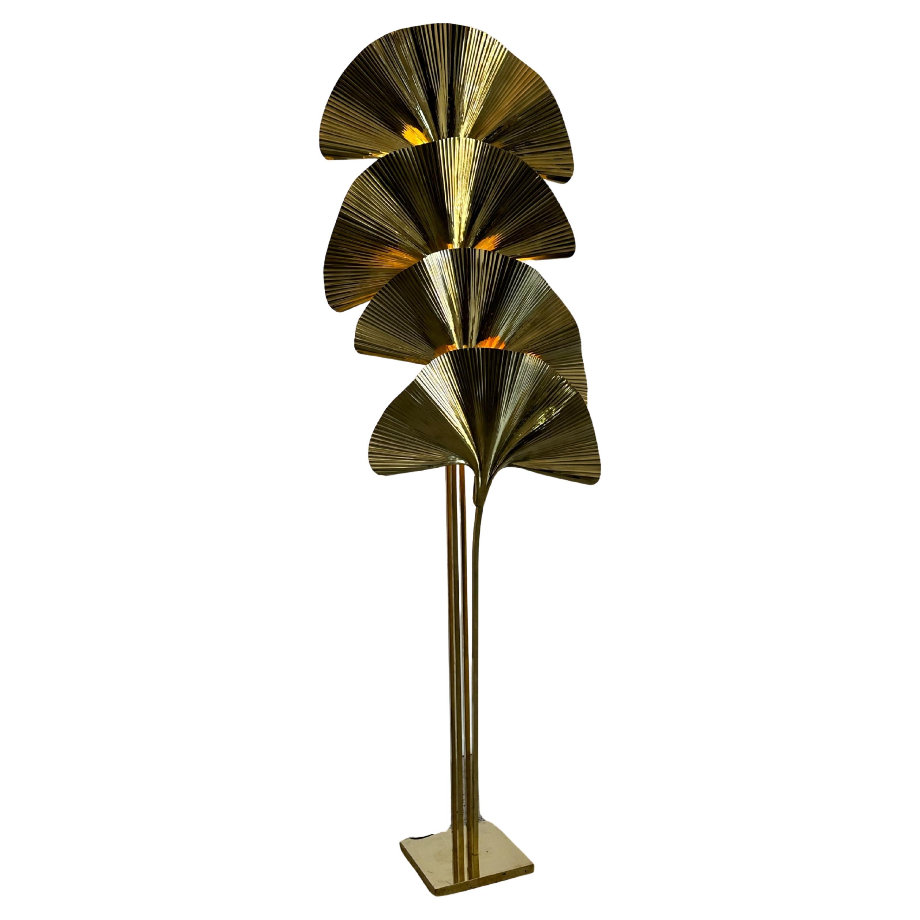 Contemporary Ginko Italian Brass Floor Lamp