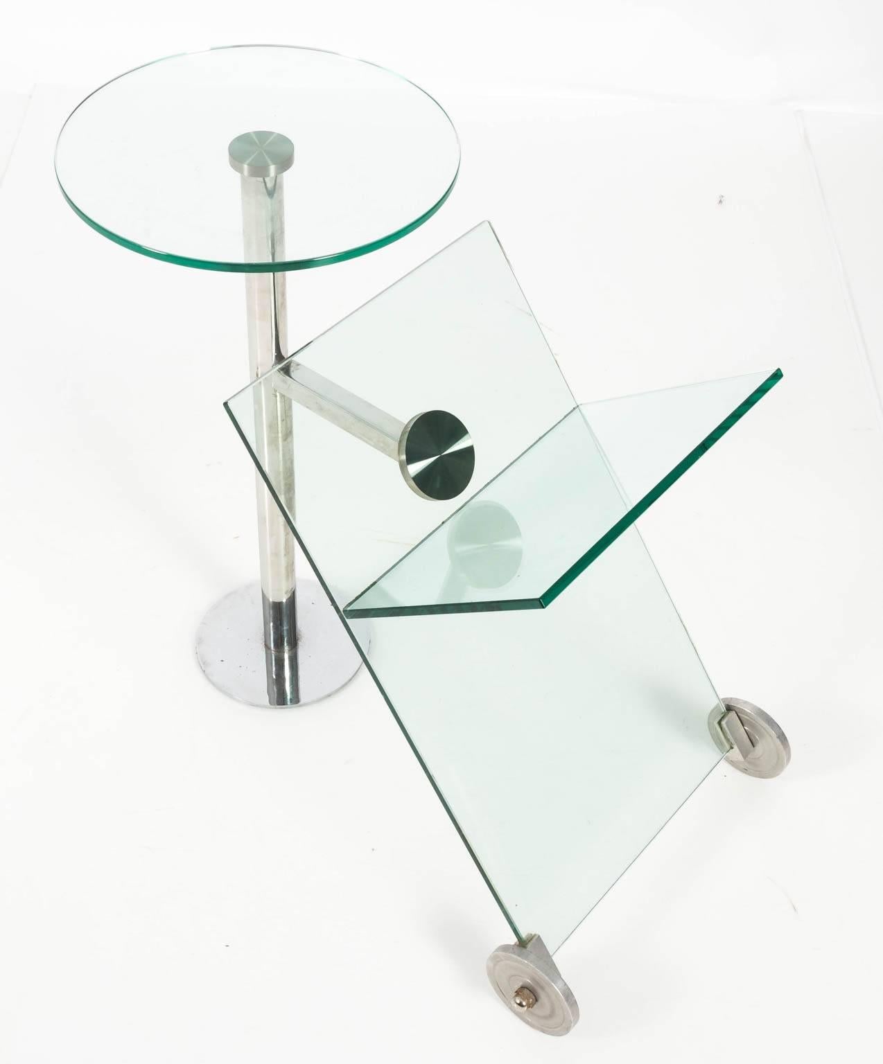 20th Century Contemporary Glass and Chrome Magazine Stand For Sale