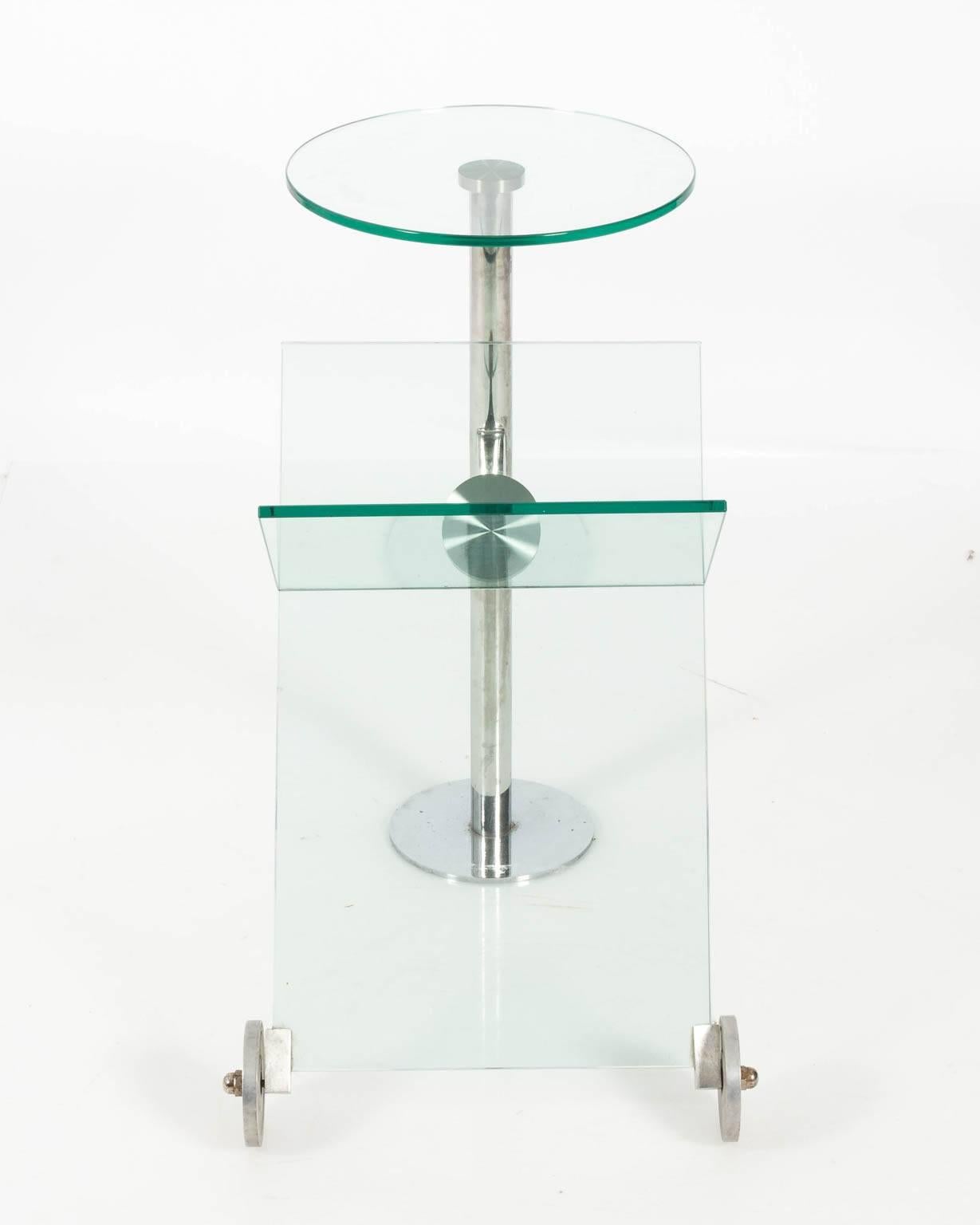 Contemporary Glass and Chrome Magazine Stand For Sale 1