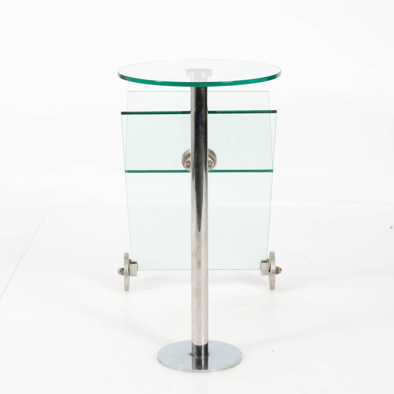 Contemporary Glass and Chrome Magazine Stand For Sale 3