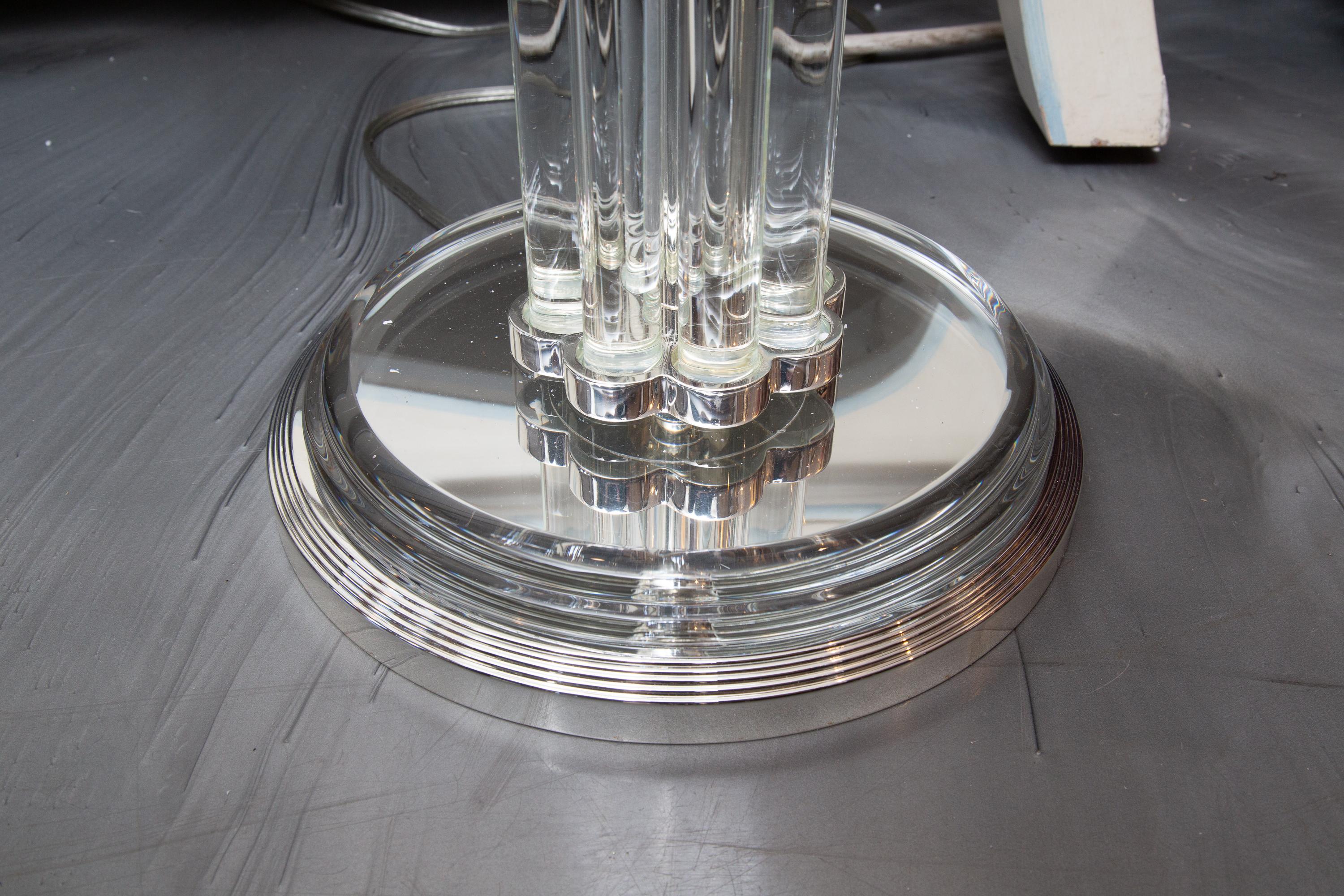Contemporary Glass and Chrome Standing Lamp In Good Condition For Sale In WEST PALM BEACH, FL
