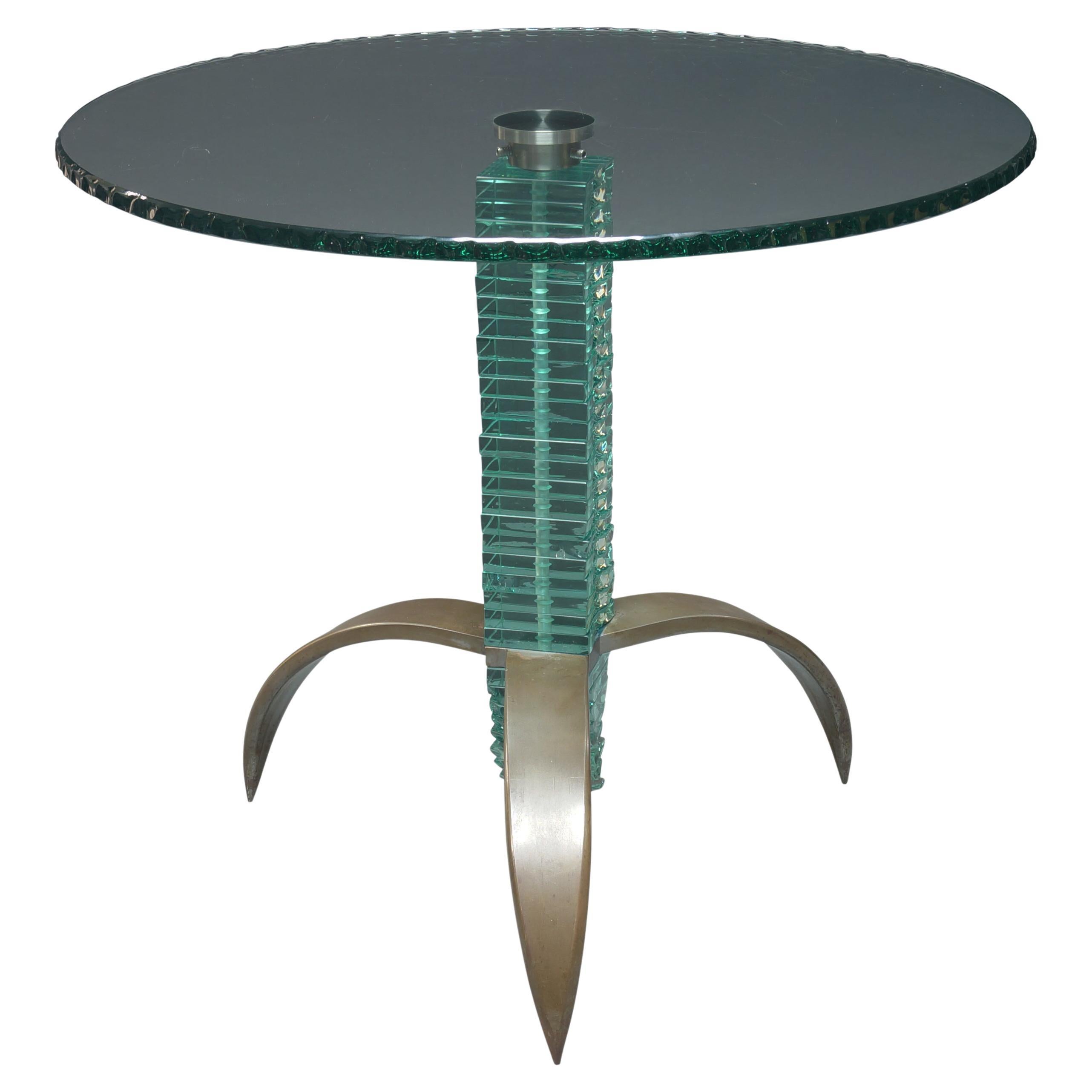 Table d'appoint contemporaine en verre et acier de Danny Lane