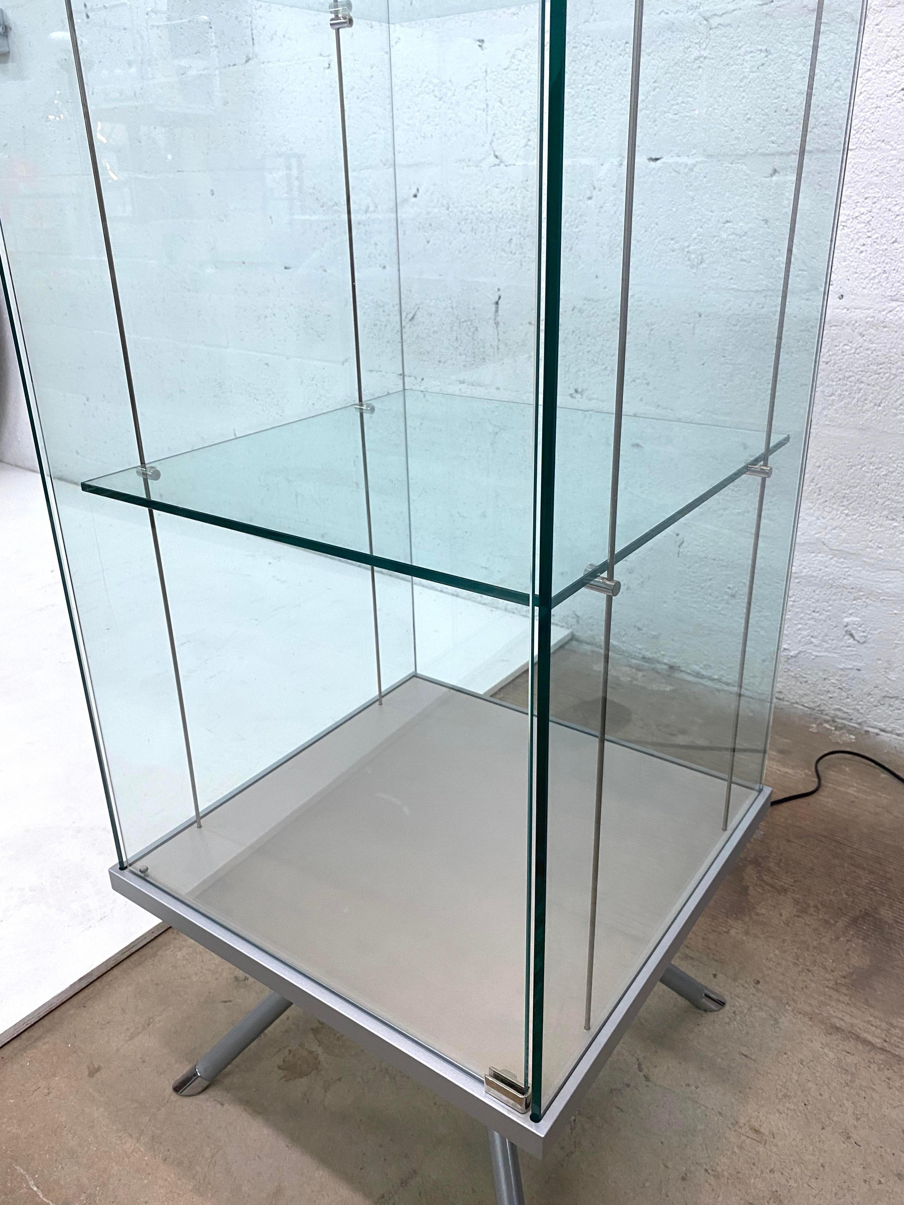 Unknown Contemporary Glass Curio / Vitrine with Spot Lamp