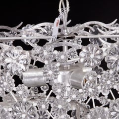 Contemporary Glass Drum Chandelier with Interlaced Flowering Branches