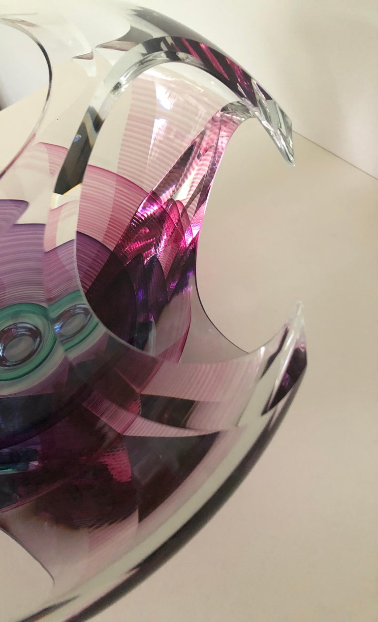 Contemporary Glass Kit Karbler Michael David Vortex Sculpture / Bowl For Sale 4