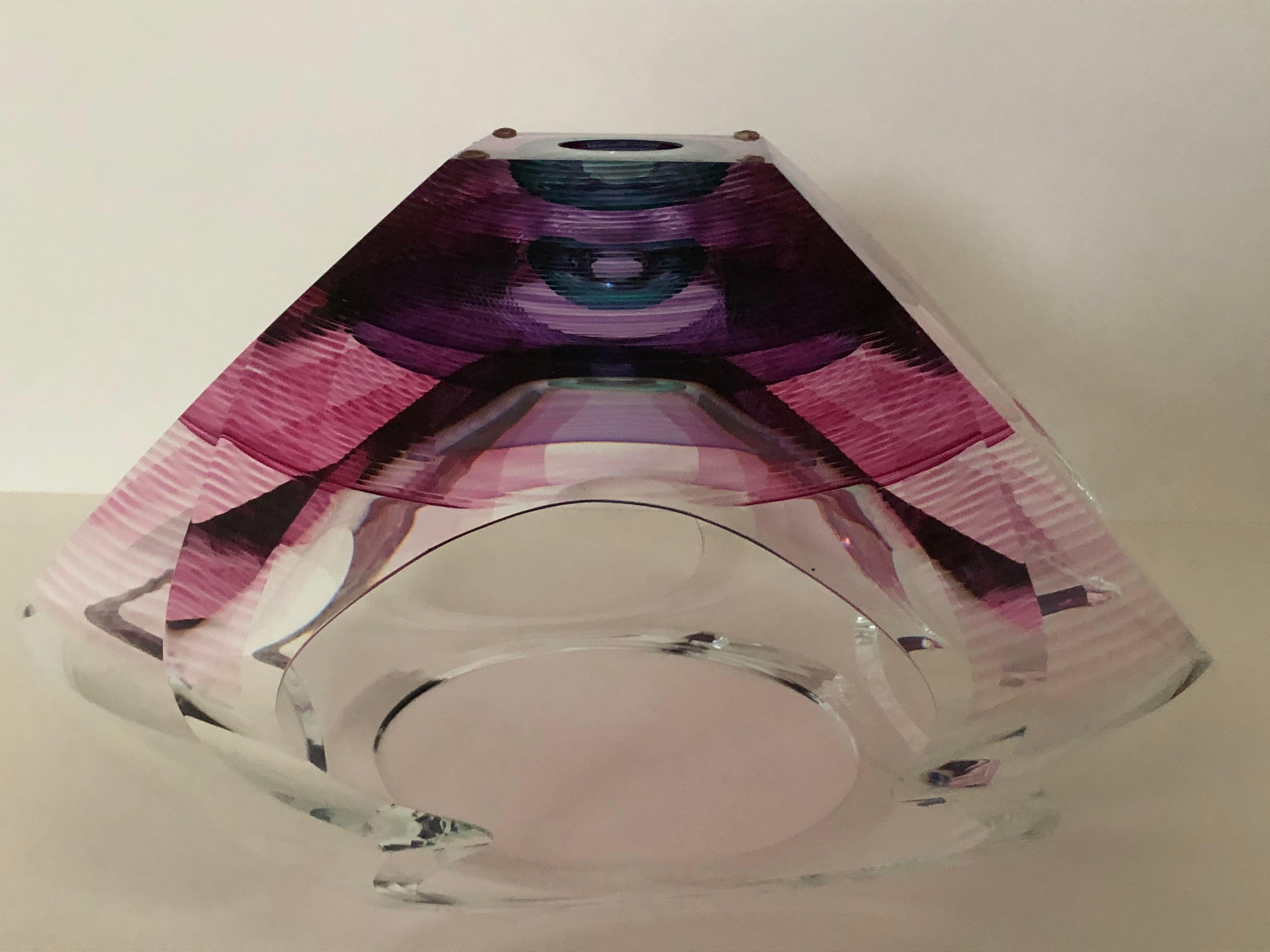 Zeitgenössische Glasskulptur/Schale Karbler Michael David Vortex-Skulptur im Angebot 6