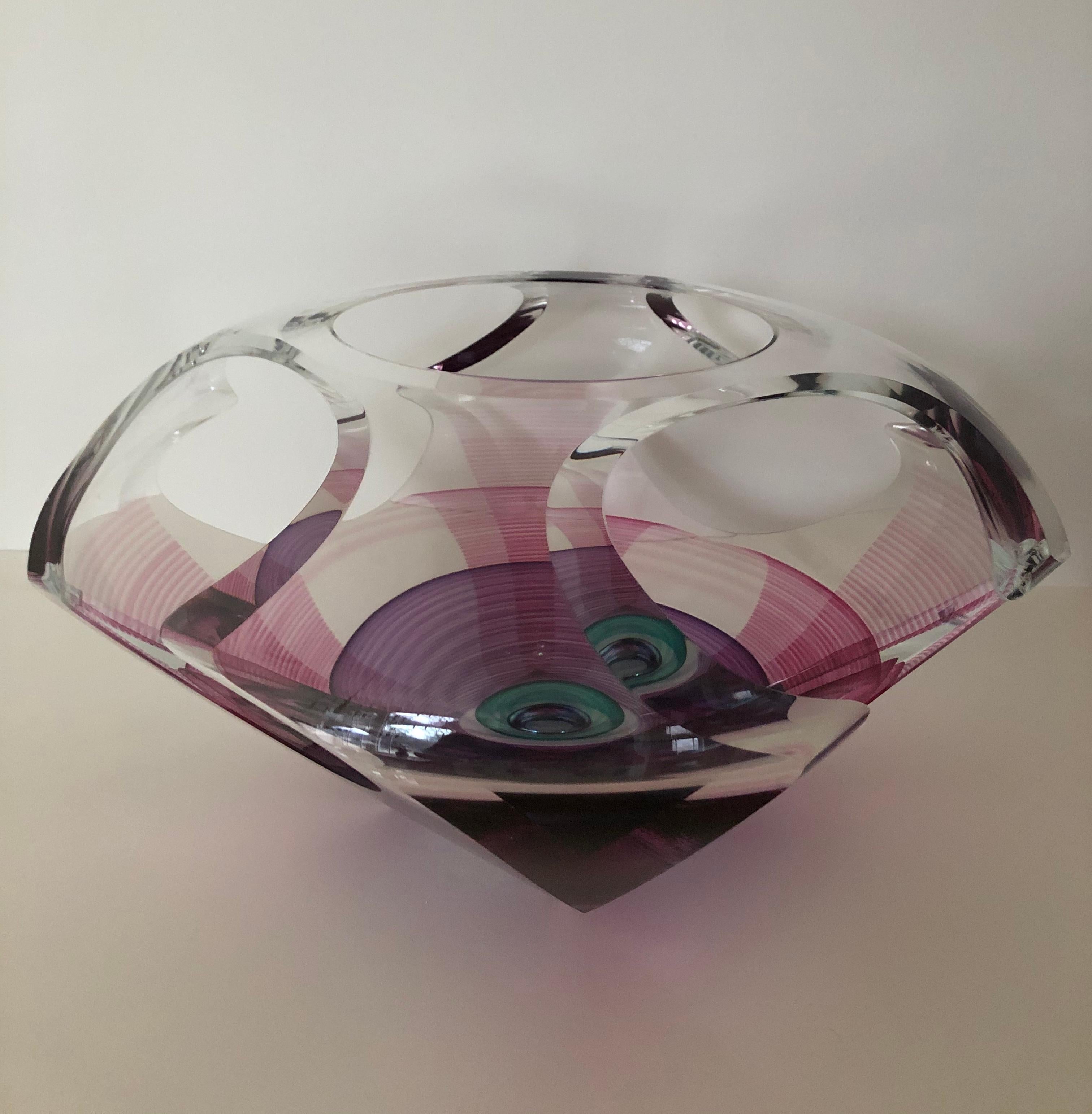 Zeitgenössische Glasskulptur/Schale Karbler Michael David Vortex-Skulptur (Moderne) im Angebot