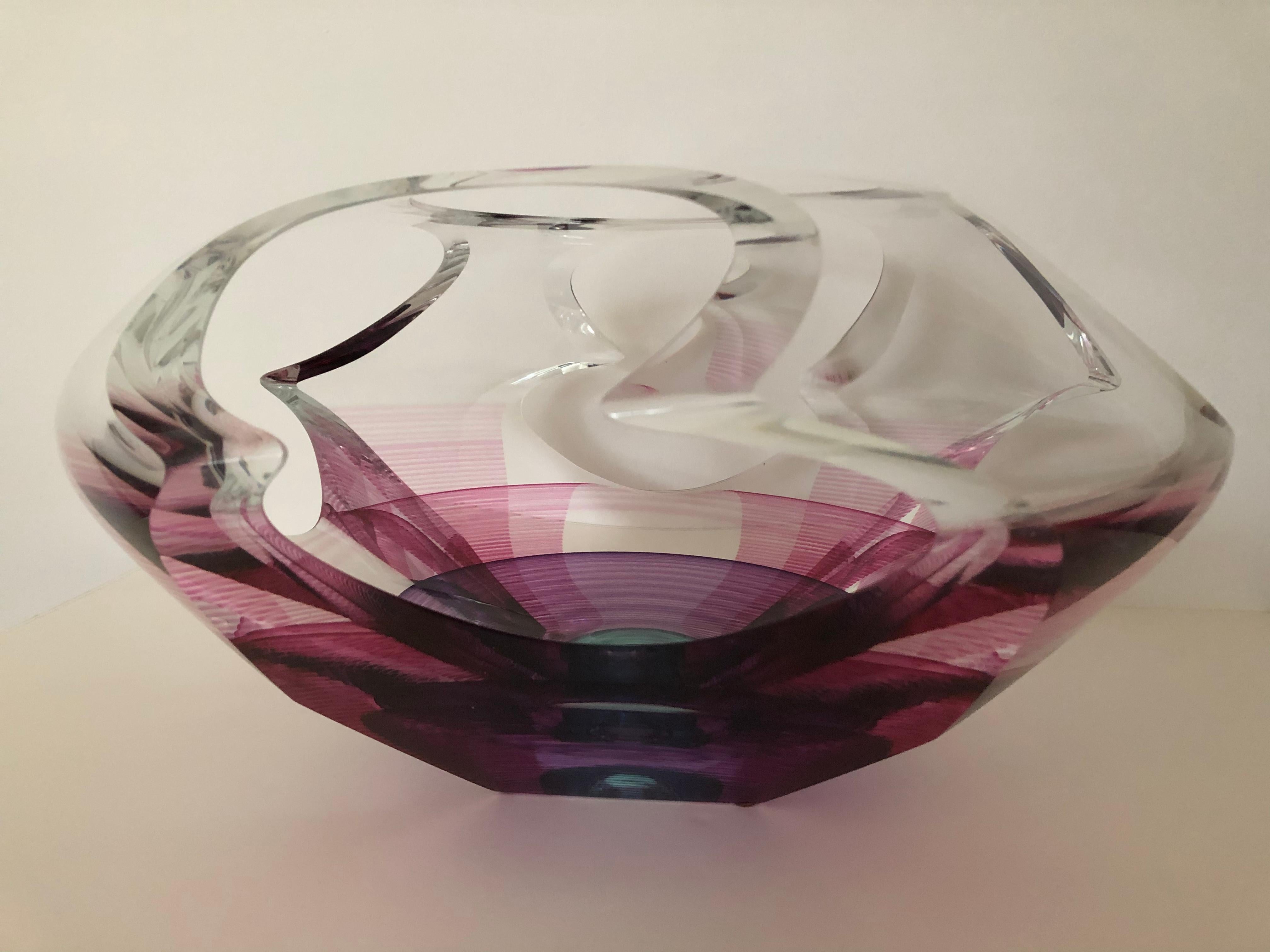 Modern Contemporary Glass Kit Karbler Michael David Vortex Sculpture / Bowl For Sale