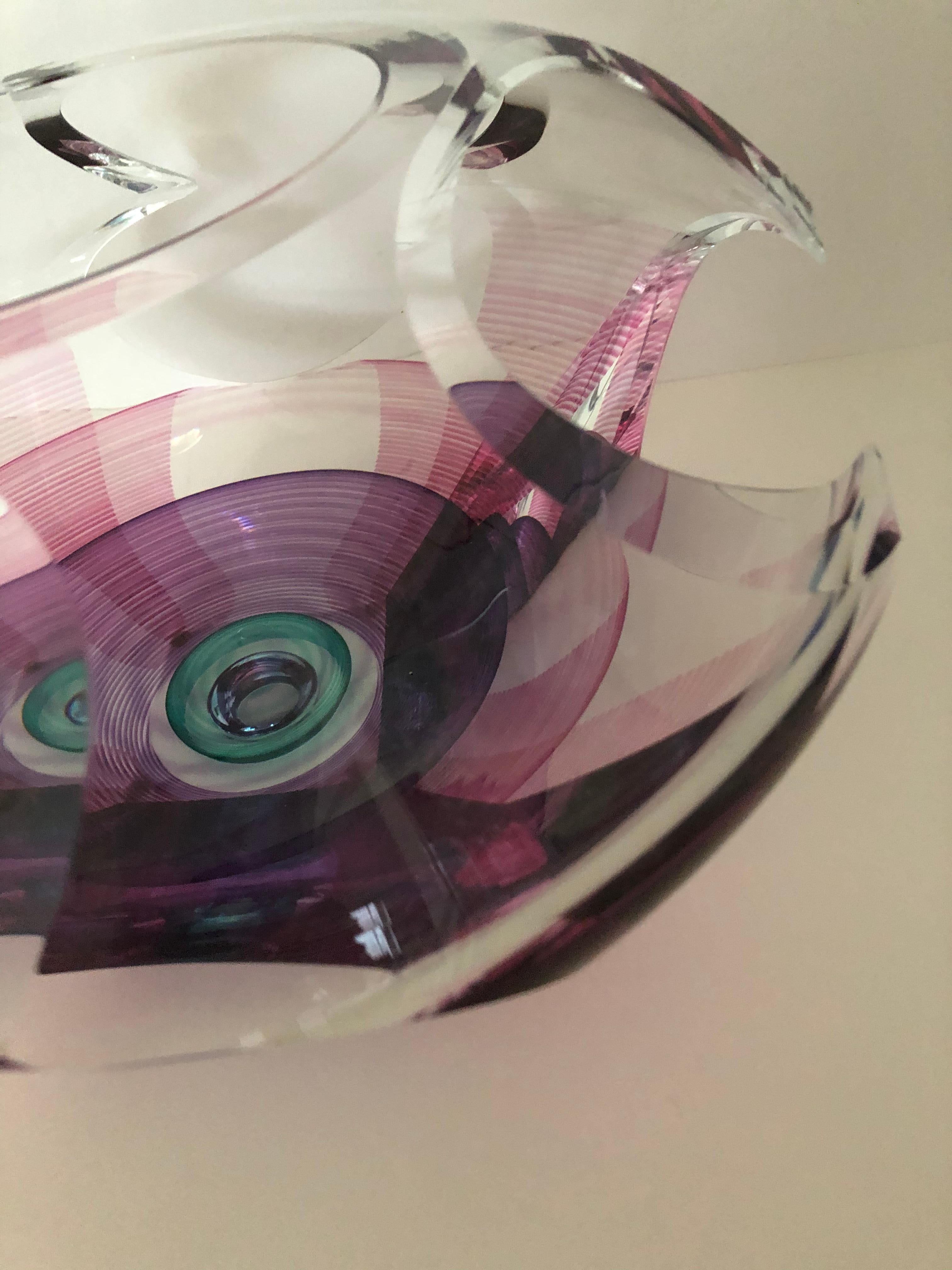 American Contemporary Glass Kit Karbler Michael David Vortex Sculpture / Bowl For Sale
