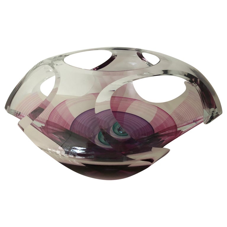 Contemporary Glass Kit Karbler Michael David Vortex Sculpture / Bowl For Sale