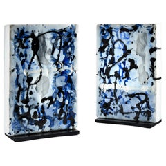 Sculpture contemporaine en verre - Les Mots bleus  par Perrin & Perrin