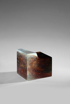 Sculpture en verre contemporaine - Océan d'encre par Perrin & Perrin