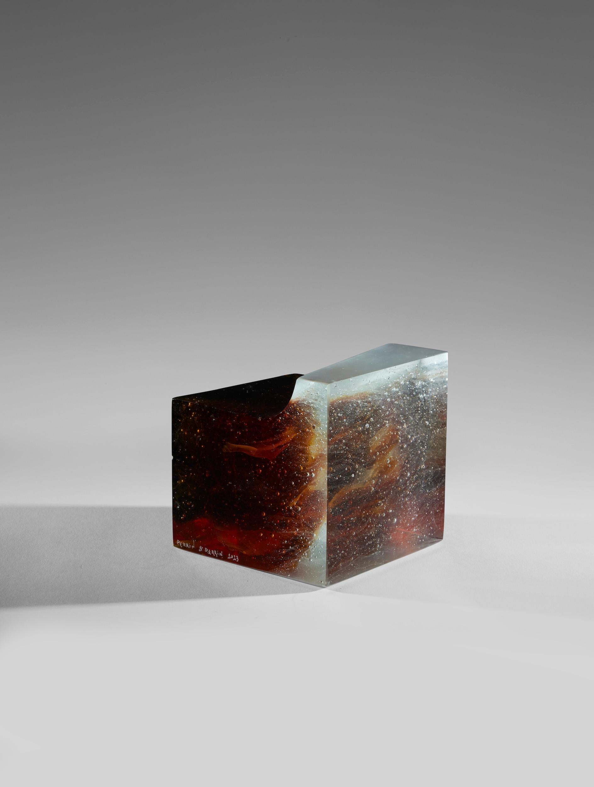 Francese Scultura in vetro contemporanea - Océan d'encre di Perrin & Perrin in vendita