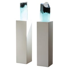 Sculpture en verre contemporaine - Nuage blanc  par Perrin & Perrin