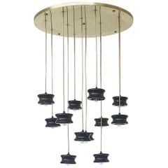 Contemporary Glass Suspension, Belgian Creation Signed "JN"