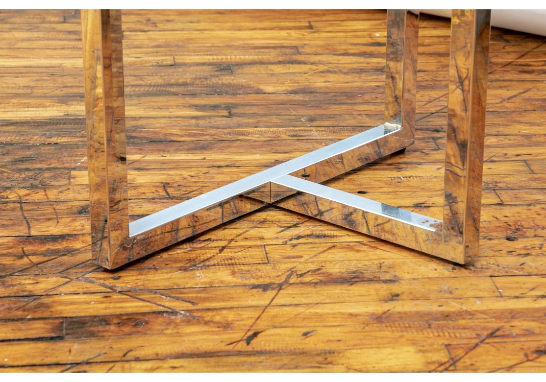 Mesa de comedor o escritorio contemporánea cromada con tapa de cristal en Bueno estado para la venta en Bridgeport, CT