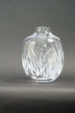 Contemporary blown and engraved Glass Vase