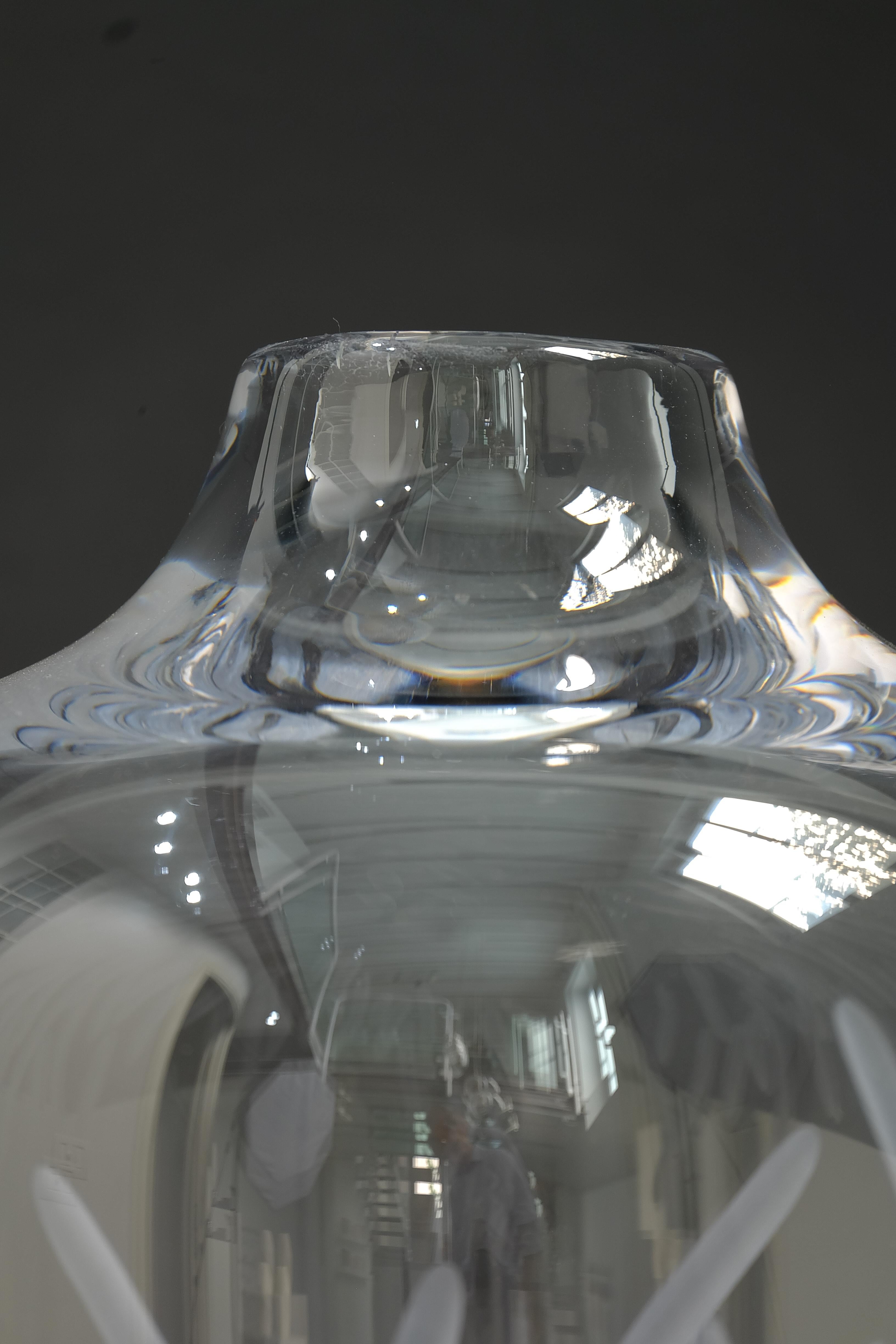 Minimalist Contemporary blown and engraved Glass Vase For Sale