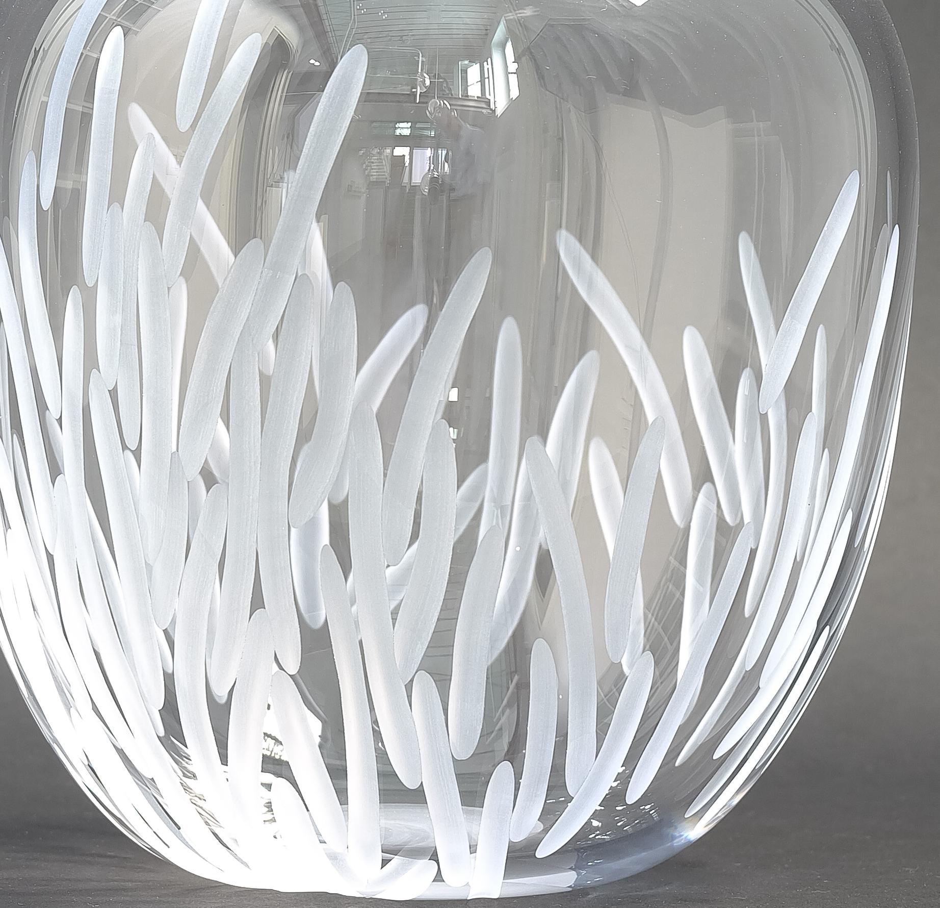 Contemporary blown and engraved Glass Vase For Sale 1