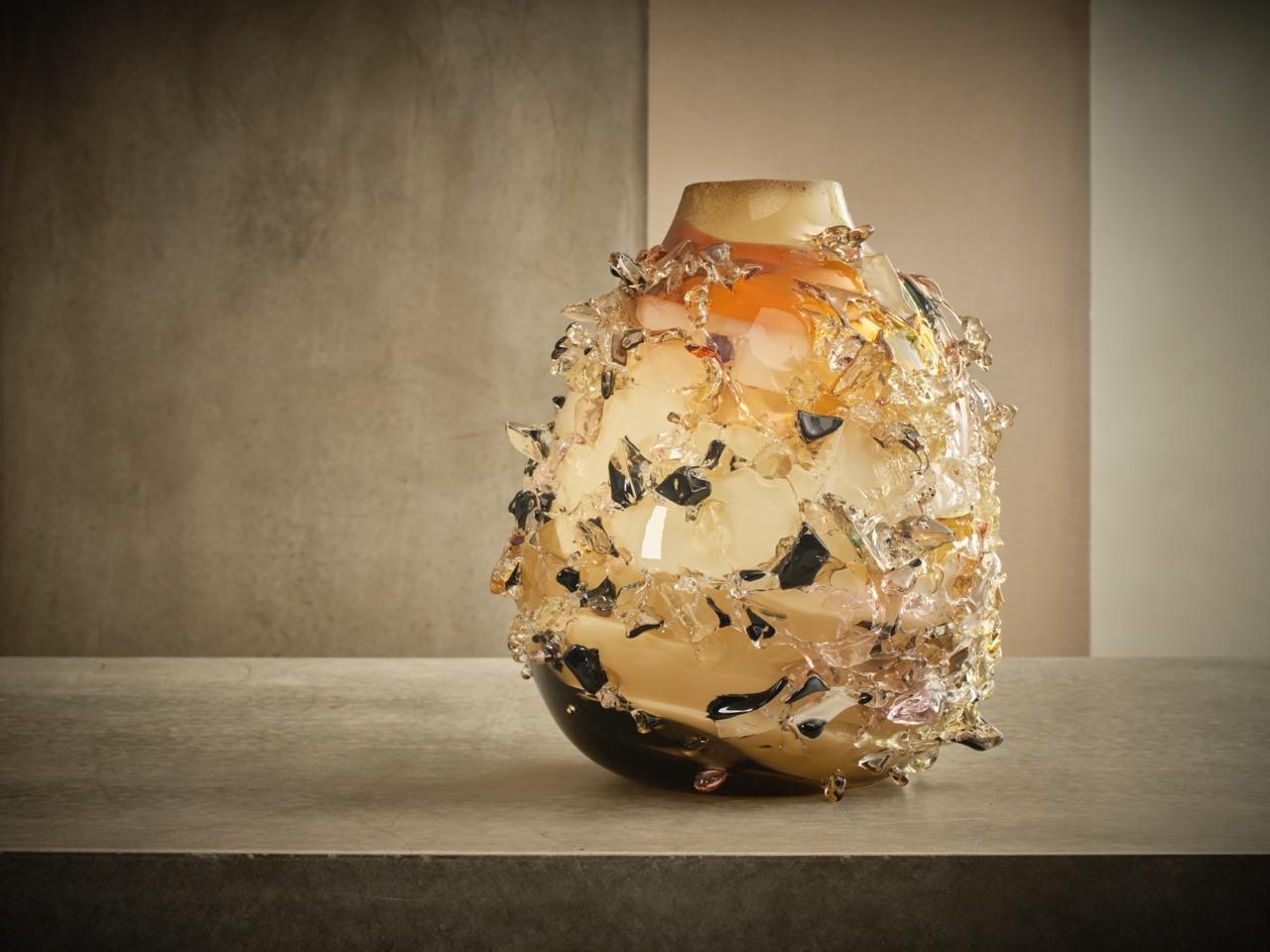 Hand-Carved Contemporary Glass vase Sakura II by Maarten Vrolijk For Sale