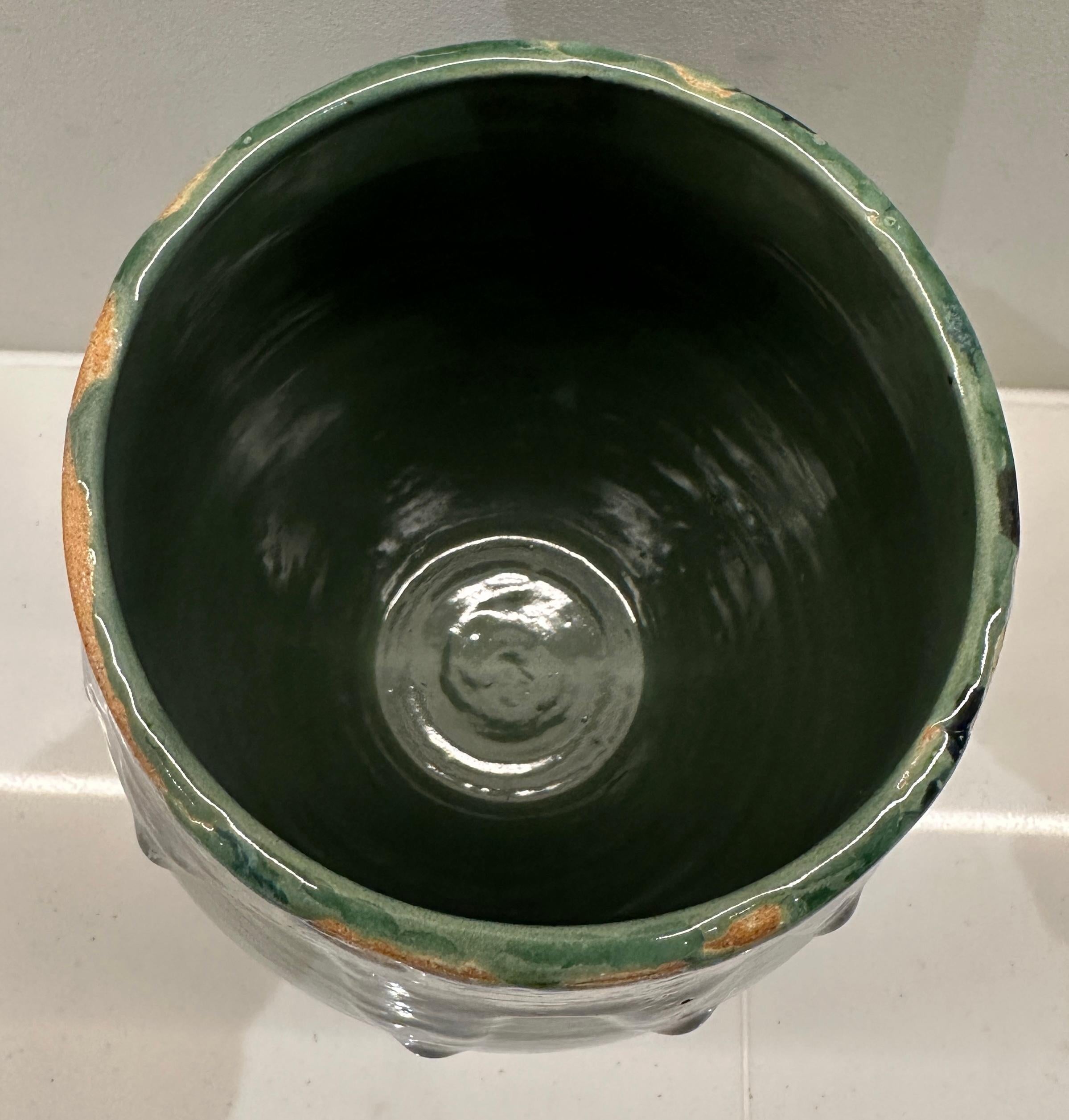 Vaso contemporaneo in ceramica smaltata rustica Greene & Greene & Blue di FD21 Clay in vendita 1
