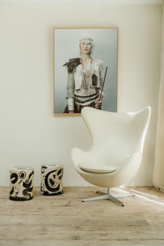 contemporary glazed ceramic side tables/stools