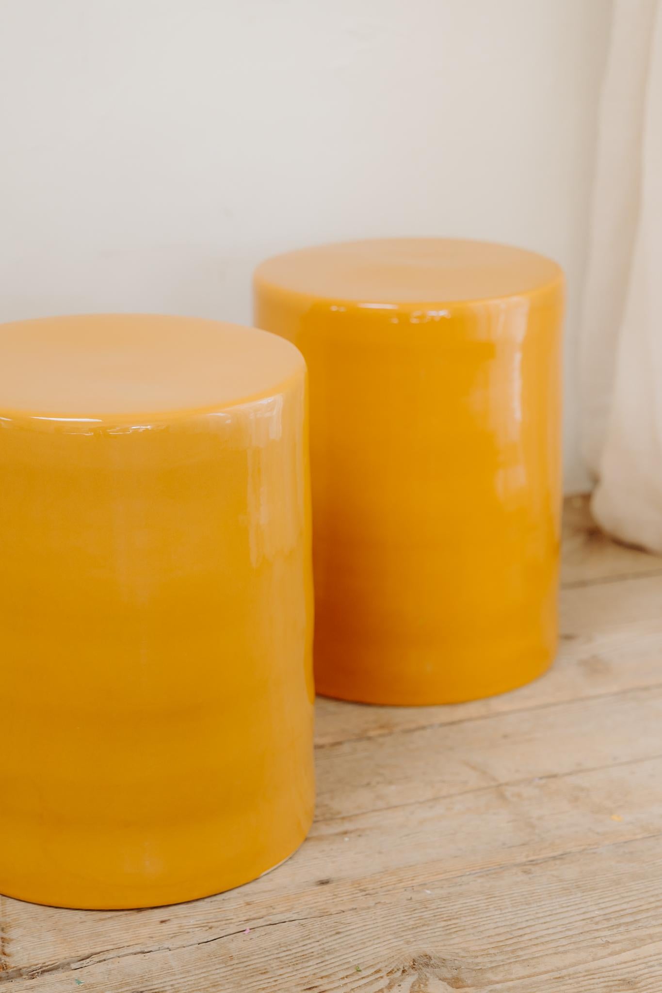 Ceramic contemporary glazed ceramic side tables/stools For Sale