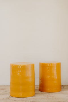 contemporary glazed ceramic side tables/stools