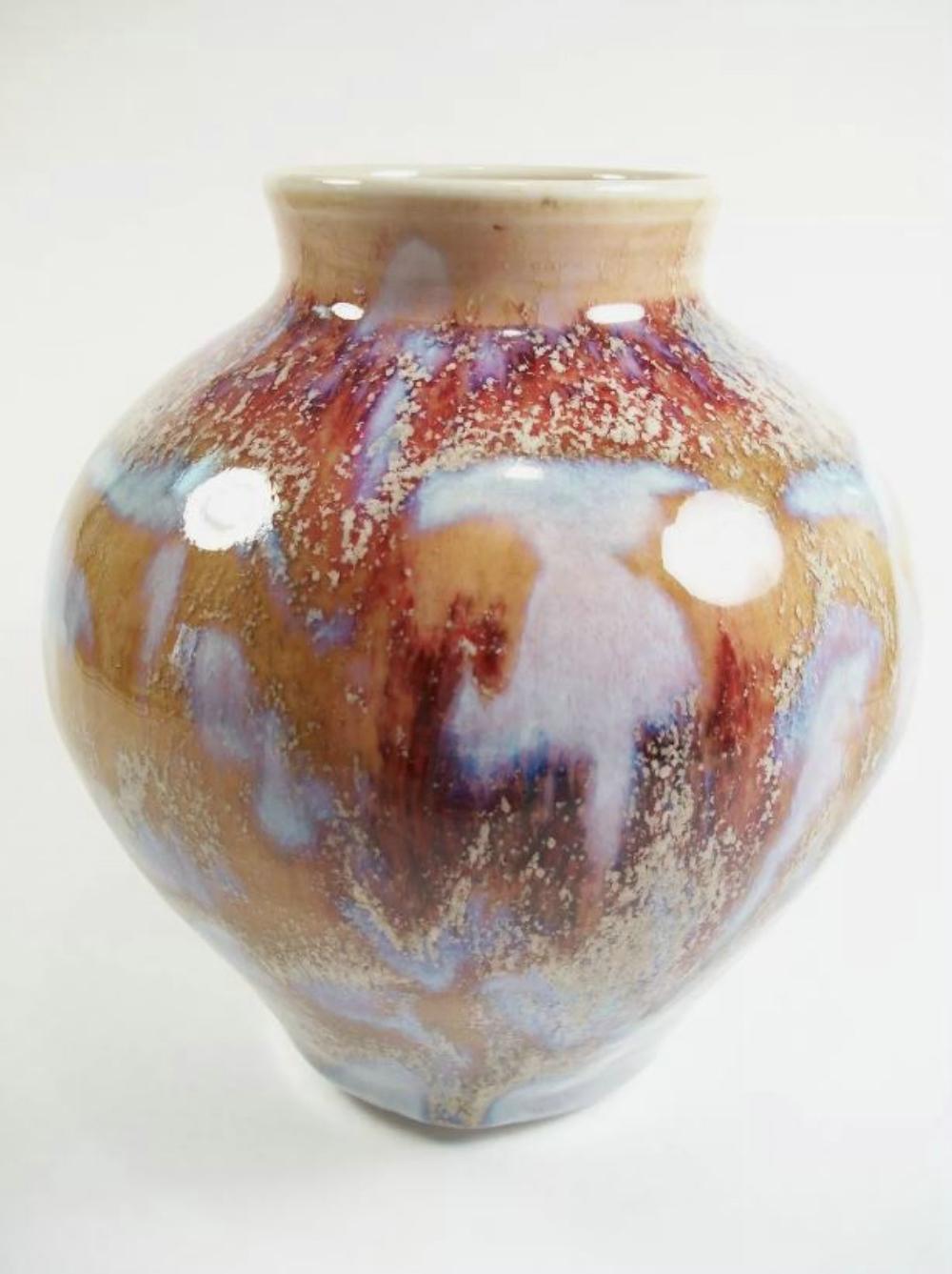 Moderne Vase contemporain en grès émaillé de Studio Pottery - Signé - Fin du 20ème siècle en vente
