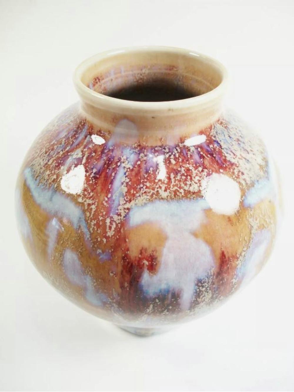 Nord-américain Vase contemporain en grès émaillé de Studio Pottery - Signé - Fin du 20ème siècle en vente