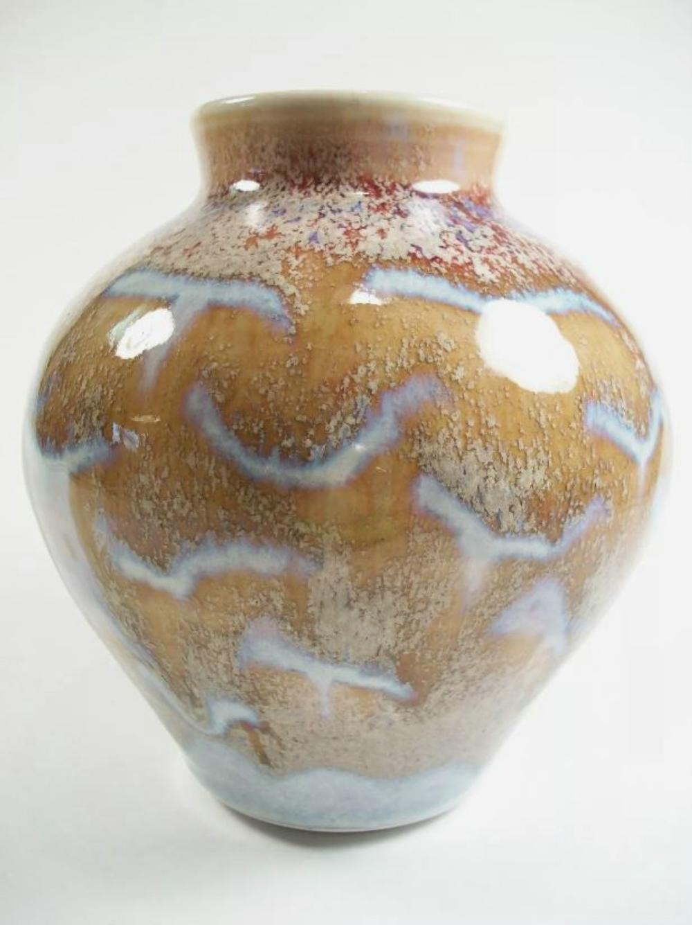 Fait main Vase contemporain en grès émaillé de Studio Pottery - Signé - Fin du 20ème siècle en vente