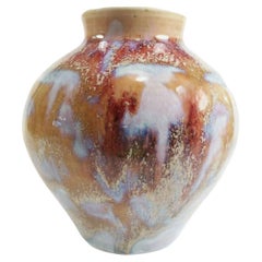 Used Contemporary Glazed Stoneware Studio Pottery Vase - Signed - Late 20th Century