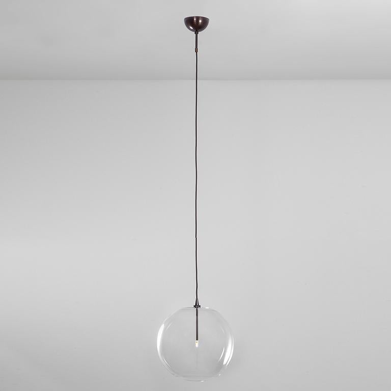 Contemporary Glass Globe 30 Brass Chandelier by Schwung