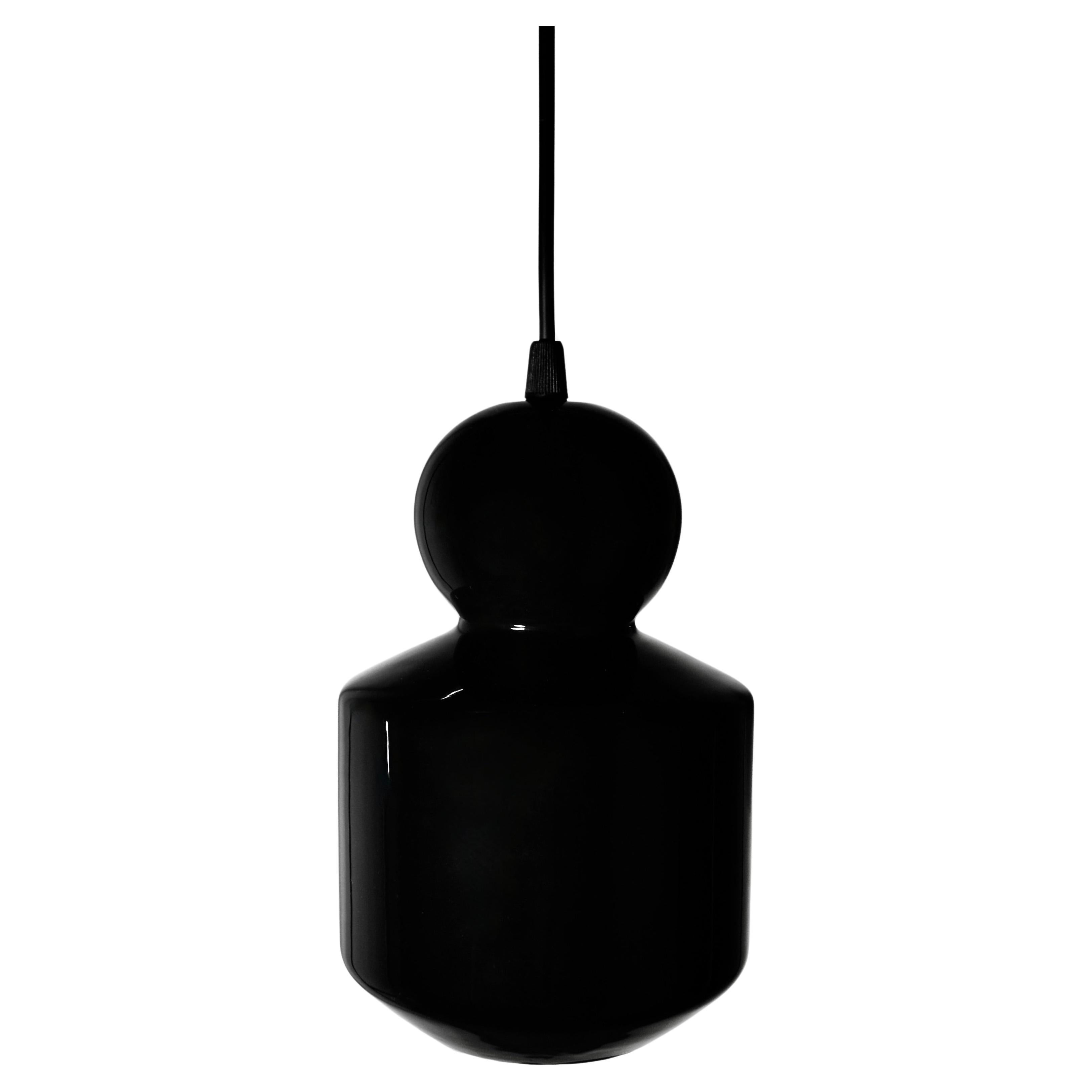 Lampada a sospensione contemporanea in gres nero lucido, design minimalista, LOVER 1.0