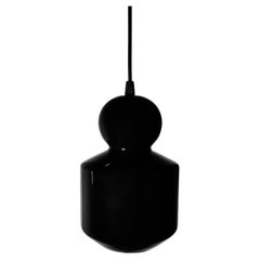 Lampada a sospensione contemporanea in gres nero lucido, design minimalista, LOVER 1.0