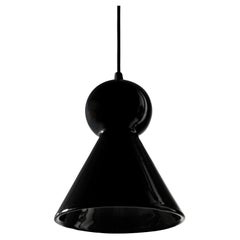 Lampada a sospensione contemporanea in gres nero lucido, design minimalista, LOVER 2.0
