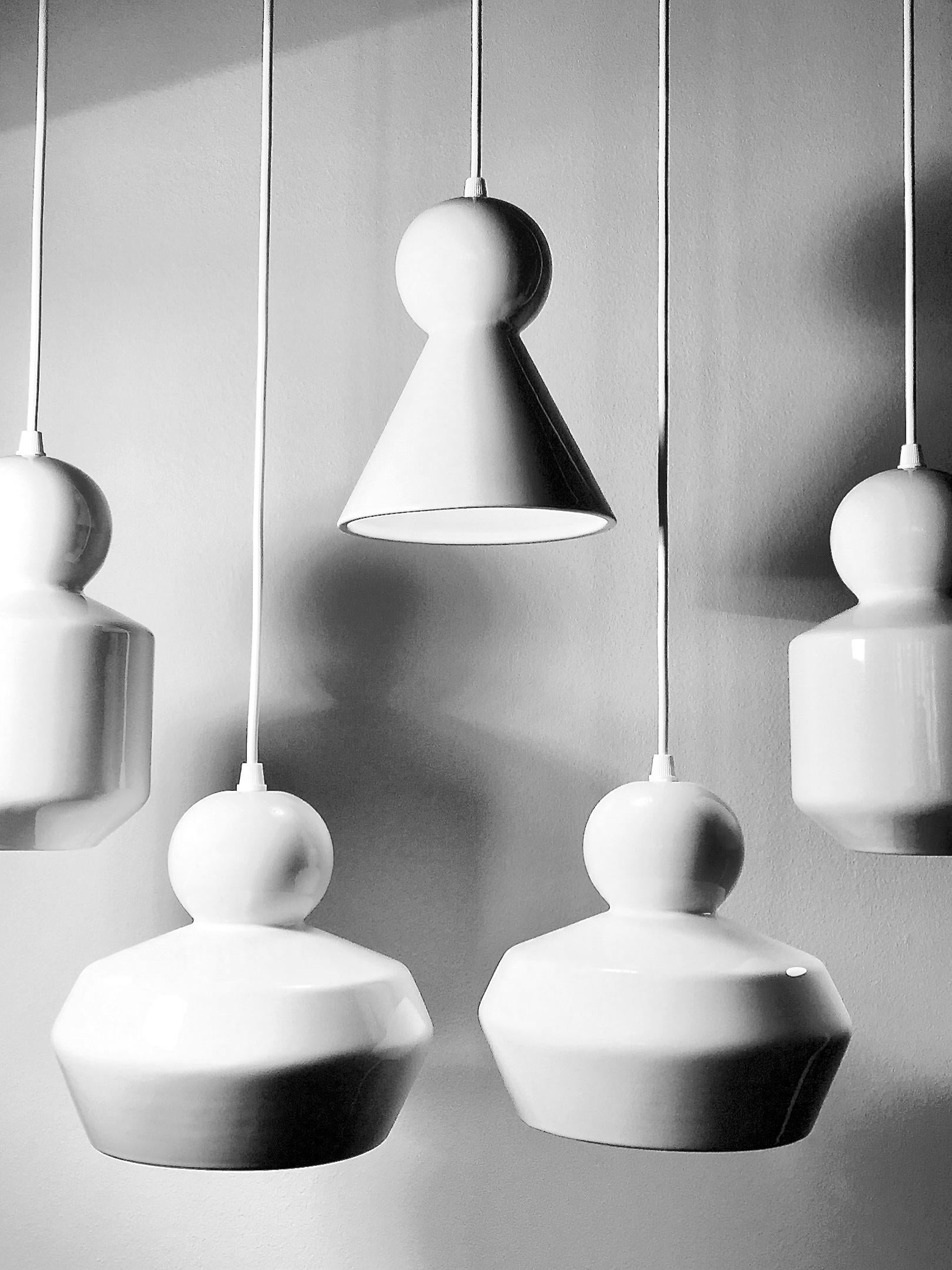 Lampada a sospensione contemporanea in gres nero lucido, design minimalista, LOVER 3.0 in vendita 7