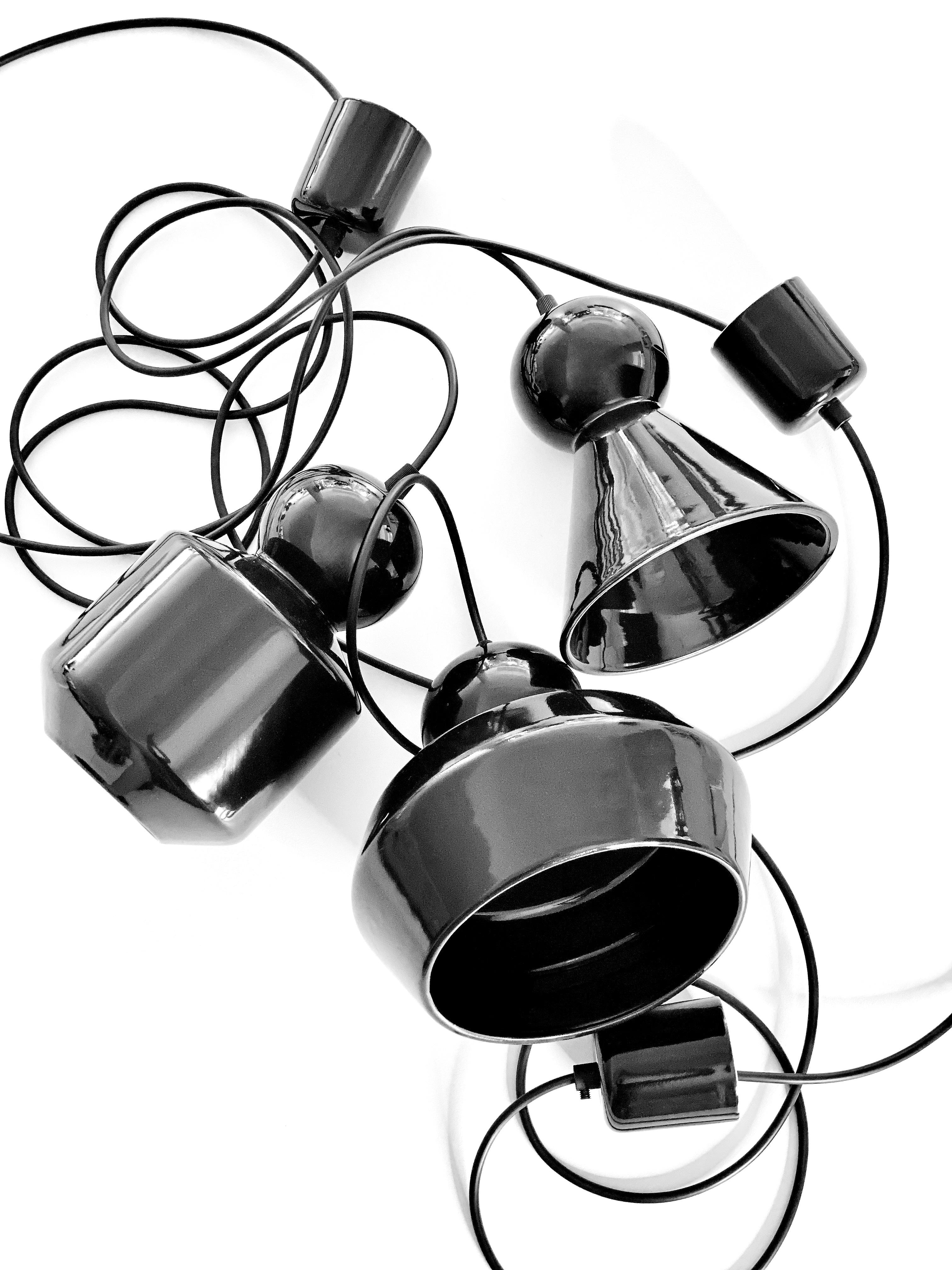 Lampada a sospensione contemporanea in gres nero lucido, design minimalista, LOVER 3.0 in vendita 8
