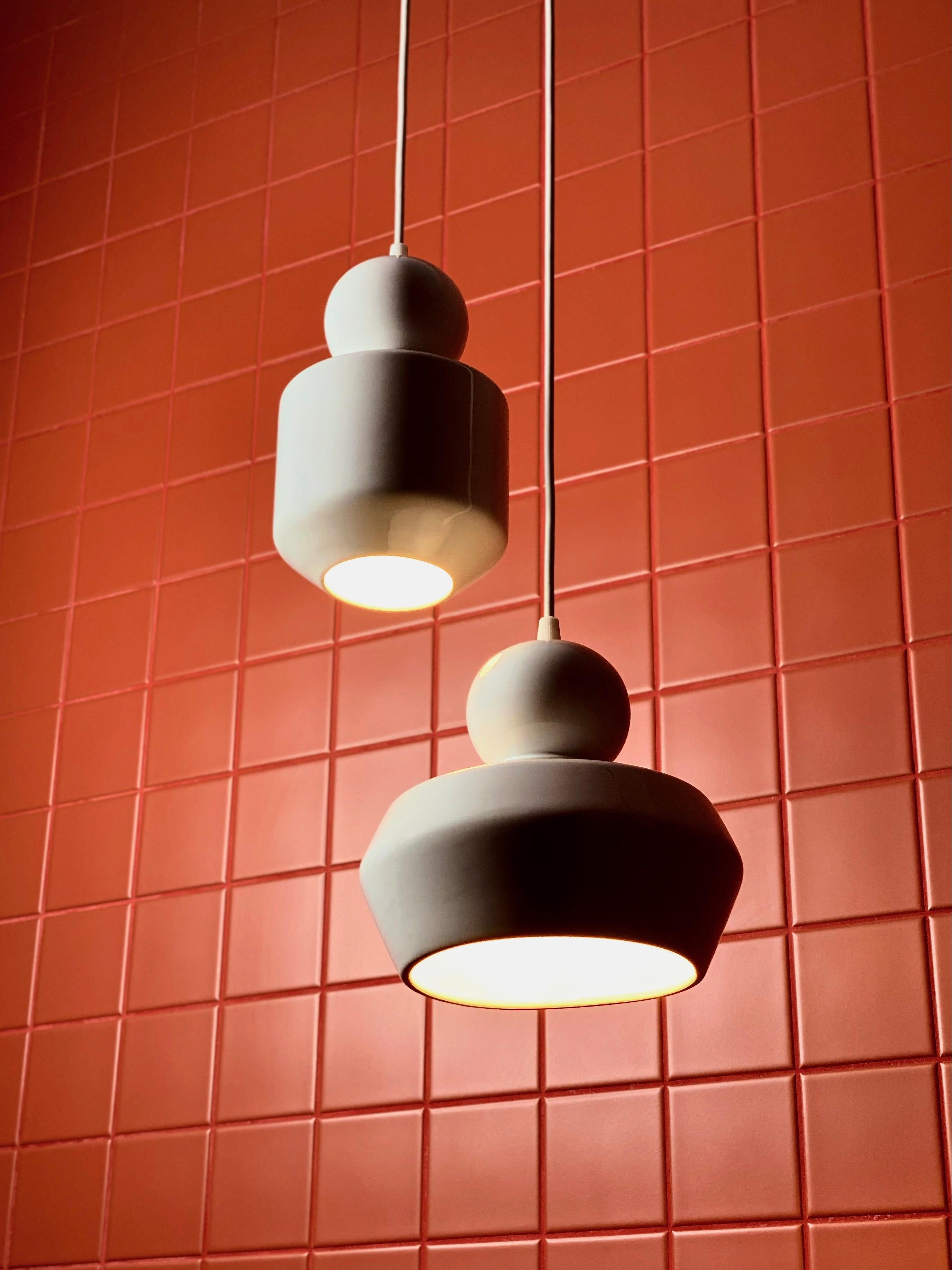 Lampada a sospensione contemporanea in gres nero lucido, design minimalista, LOVER 3.0 in vendita 9
